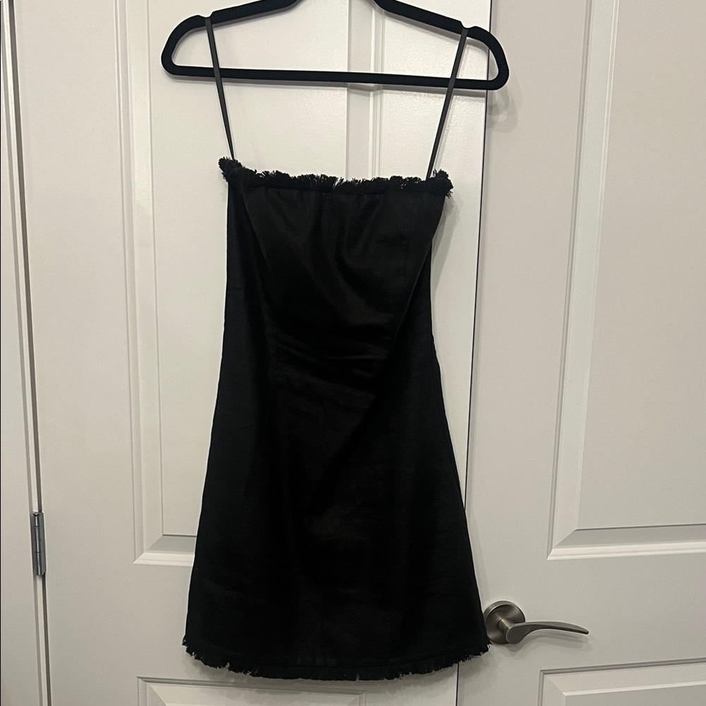 Black Linen Mini Women's Dress